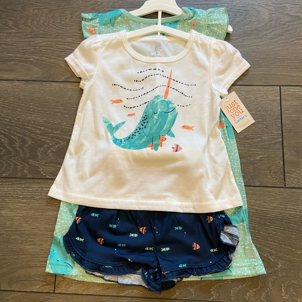NWT Carters 3-Piece Narwal Pajamas